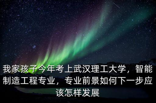 我家孩子今年考上武漢理工大學(xué)，智能制造工程專業(yè)，專業(yè)前景如何下一步應(yīng)該怎樣發(fā)展