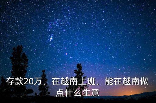 存款20萬，在越南上班，能在越南做點(diǎn)什么生意