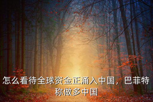 怎么看待全球資金正涌入中國，巴菲特稱做多中國