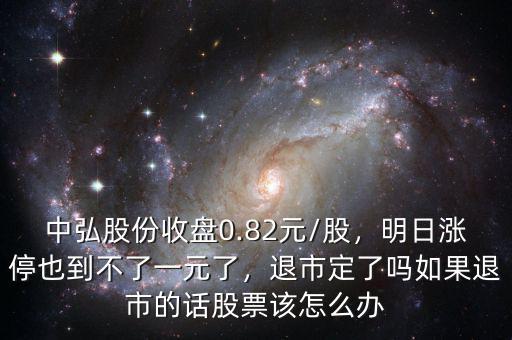 中弘股份收盤(pán)0.82元/股，明日漲停也到不了一元了，退市定了嗎如果退市的話股票該怎么辦