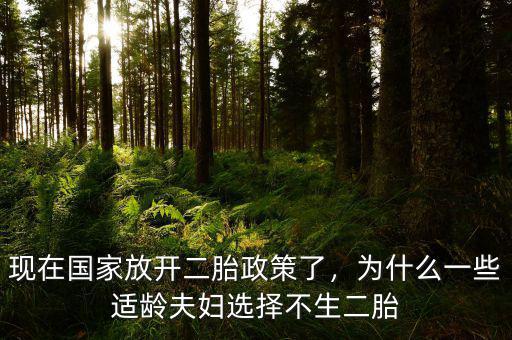 現(xiàn)在國(guó)家放開(kāi)二胎政策了，為什么一些適齡夫婦選擇不生二胎
