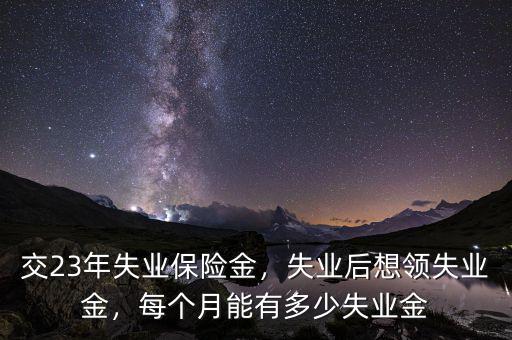 交23年失業(yè)保險金，失業(yè)后想領(lǐng)失業(yè)金，每個月能有多少失業(yè)金