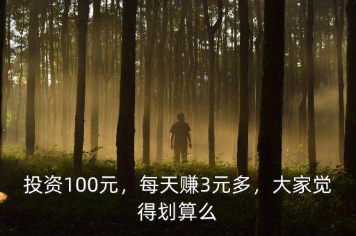 投資100元，每天賺3元多，大家覺得劃算么