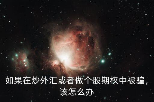 如果在炒外匯或者做個股期權中被騙，該怎么辦