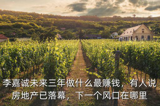 李嘉誠未來三年做什么最賺錢，有人說房地產(chǎn)已落幕，下一個風(fēng)口在哪里
