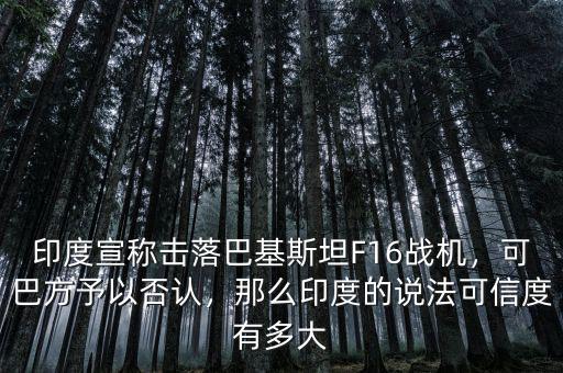 印度宣稱(chēng)擊落巴基斯坦F16戰(zhàn)機(jī)，可巴方予以否認(rèn)，那么印度的說(shuō)法可信度有多大