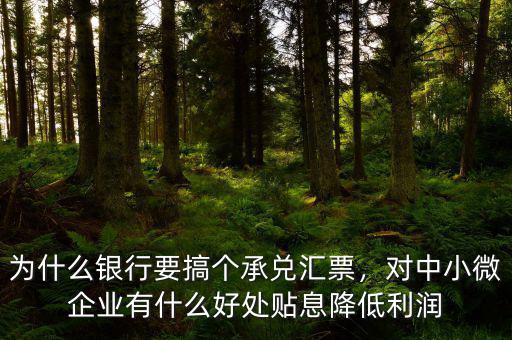 為什么銀行要搞個承兌匯票，對中小微企業(yè)有什么好處貼息降低利潤