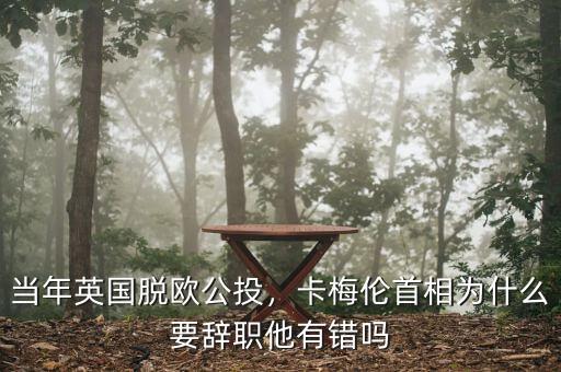 當(dāng)年英國脫歐公投，卡梅倫首相為什么要辭職他有錯嗎
