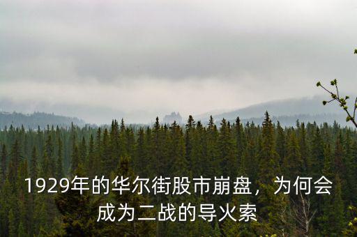 1929年的華爾街股市崩盤(pán)，為何會(huì)成為二戰(zhàn)的導(dǎo)火索