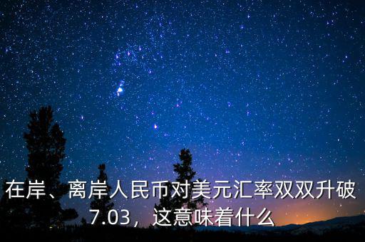 在岸、離岸人民幣對美元匯率雙雙升破7.03，這意味著什么