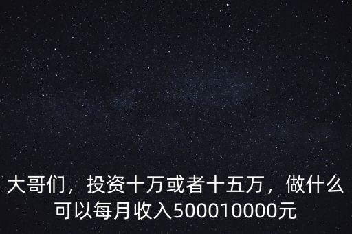大哥們，投資十萬或者十五萬，做什么可以每月收入500010000元