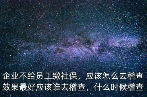 企業(yè)不給員工繳社保，應(yīng)該怎么去稽查效果最好應(yīng)該誰(shuí)去稽查，什么時(shí)候稽查