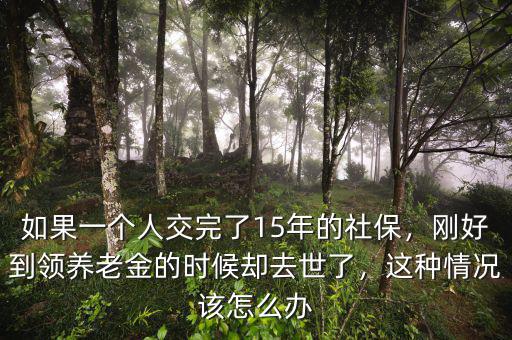 如果一個人交完了15年的社保，剛好到領養(yǎng)老金的時候卻去世了，這種情況該怎么辦