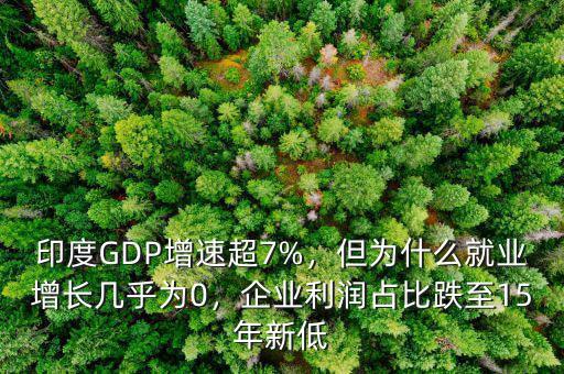 印度GDP增速超7%，但為什么就業(yè)增長(zhǎng)幾乎為0，企業(yè)利潤(rùn)占比跌至15年新低