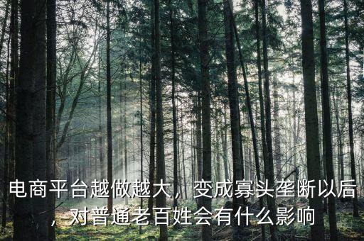 電商平臺(tái)越做越大，變成寡頭壟斷以后，對(duì)普通老百姓會(huì)有什么影響