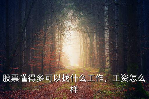 股票懂得多可以找什么工作，工資怎么樣