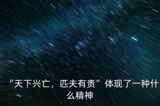 “天下興亡，匹夫有責(zé)”體現(xiàn)了一種什么精神