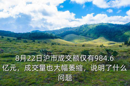 8月22日滬市成交額僅有984.6億元，成交量也大幅萎縮，說明了什么問題