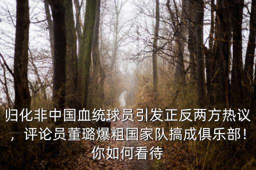 歸化非中國血統(tǒng)球員引發(fā)正反兩方熱議，評(píng)論員董璐爆粗國家隊(duì)搞成俱樂部！你如何看待