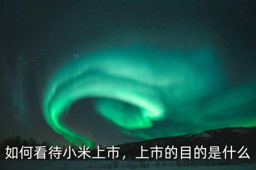 如何看待小米上市，上市的目的是什么