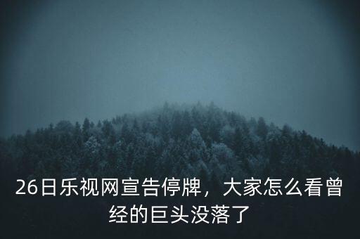 26日樂視網(wǎng)宣告停牌，大家怎么看曾經(jīng)的巨頭沒落了