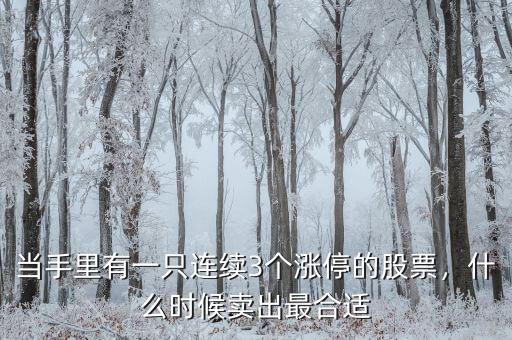 當(dāng)手里有一只連續(xù)3個漲停的股票，什么時候賣出最合適