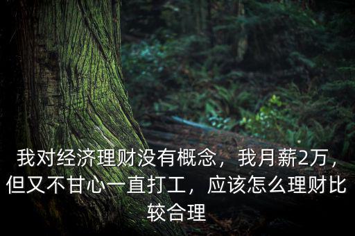 我對(duì)經(jīng)濟(jì)理財(cái)沒有概念，我月薪2萬，但又不甘心一直打工，應(yīng)該怎么理財(cái)比較合理