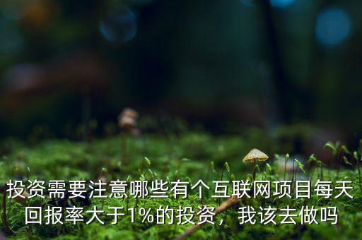 投資需要注意哪些有個互聯(lián)網(wǎng)項目每天回報率大于1%的投資，我該去做嗎