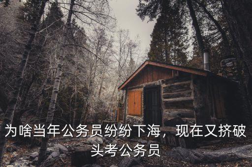 為啥當(dāng)年公務(wù)員紛紛下海，現(xiàn)在又?jǐn)D破頭考公務(wù)員