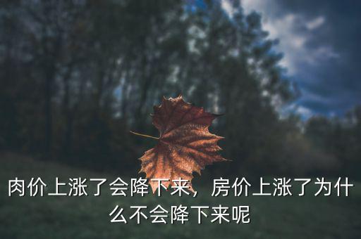 肉價上漲了會降下來，房價上漲了為什么不會降下來呢
