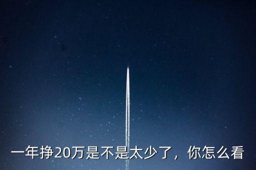 一年掙20萬是不是太少了，你怎么看