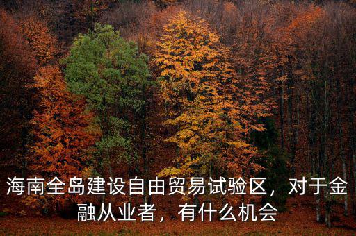 海南全島建設(shè)自由貿(mào)易試驗區(qū)，對于金融從業(yè)者，有什么機會