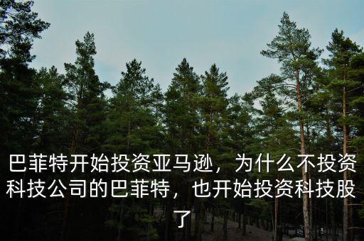 巴菲特開始投資亞馬遜，為什么不投資科技公司的巴菲特，也開始投資科技股了