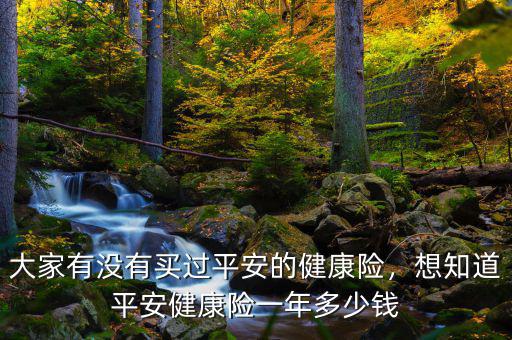 大家有沒有買過平安的健康險，想知道平安健康險一年多少錢