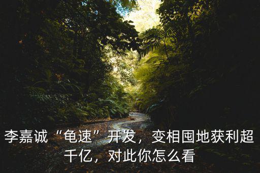李嘉誠“龜速”開發(fā)，變相囤地獲利超千億，對此你怎么看