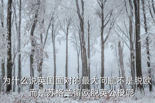 為什么說英國面對的最大問題不是脫歐，而是蘇格蘭留歐脫英公投呢