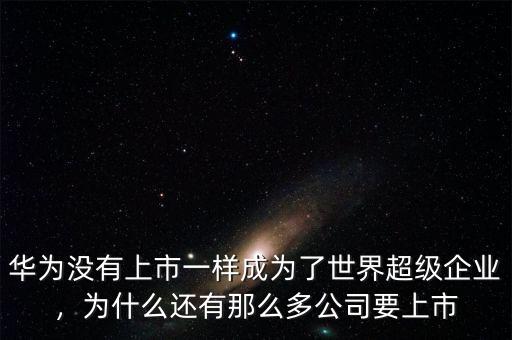 華為沒有上市一樣成為了世界超級企業(yè)，為什么還有那么多公司要上市