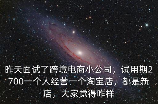 昨天面試了跨境電商小公司，試用期2700一個人經(jīng)營一個淘寶店，都是新店，大家覺得咋樣