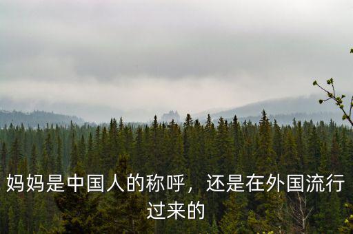 媽媽是中國人的稱呼，還是在外國流行過來的