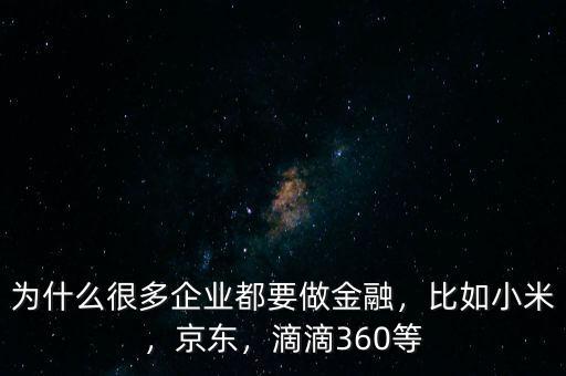為什么很多企業(yè)都要做金融，比如小米，京東，滴滴360等
