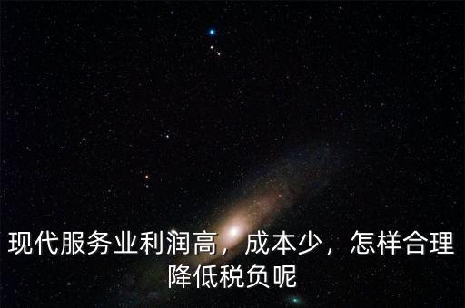 現(xiàn)代服務(wù)業(yè)利潤高，成本少，怎樣合理降低稅負呢