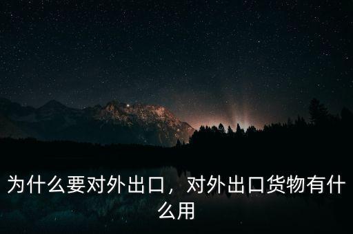 為什么要對外出口，對外出口貨物有什么用