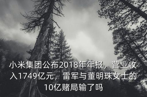 小米集團(tuán)公布2018年年報(bào)，營(yíng)業(yè)收入1749億元，雷軍與董明珠女士的10億賭局輸了嗎