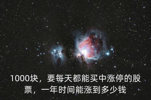 1000塊，要每天都能買中漲停的股票，一年時間能漲到多少錢
