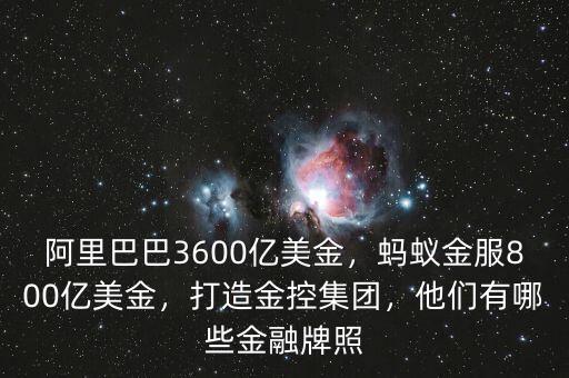 阿里巴巴3600億美金，螞蟻金服800億美金，打造金控集團，他們有哪些金融牌照