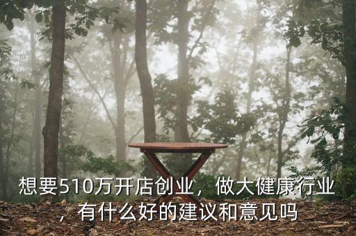 想要510萬開店創(chuàng)業(yè)，做大健康行業(yè)，有什么好的建議和意見嗎