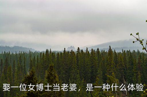 娶一位女博士當老婆，是一種什么體驗