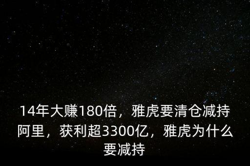14年大賺180倍，雅虎要清倉(cāng)減持阿里，獲利超3300億，雅虎為什么要減持