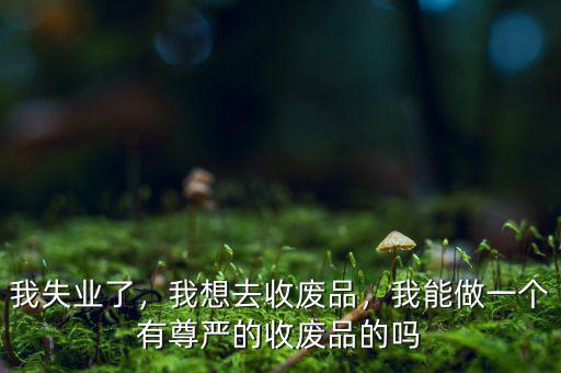 我失業(yè)了，我想去收廢品，我能做一個有尊嚴的收廢品的嗎