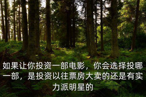 如果讓你投資一部電影，你會選擇投哪一部，是投資以往票房大賣的還是有實力派明星的